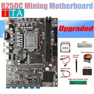 TERBARU B250c ETH Miner Motherboard 12USB+CPU G3930+DDR4 RAM 4GB+128G