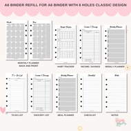 A6 Binder Refill for 6 holes binder A6 Loose Leaf Refill Classic Plain Design | Bambi Creates