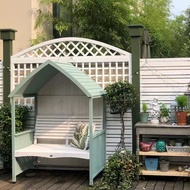 Courtyard Chair Outdoor Solid Wood Garden Villa European and American Sun Shading Simple Double Park Chair Gazebo Bench