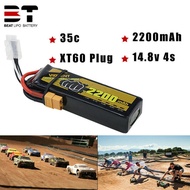 2200mAh 4S 14.8V แบตเตอรี่ LiPo 35C ปลั๊ก XT60 สำหรับ RC รถเฮลิคอปเตอร์ FPV Buggy