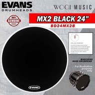 Evans BD24MX2B MX2 Black Marching Bass Drumhead (Batter) 24'' - Made In USA