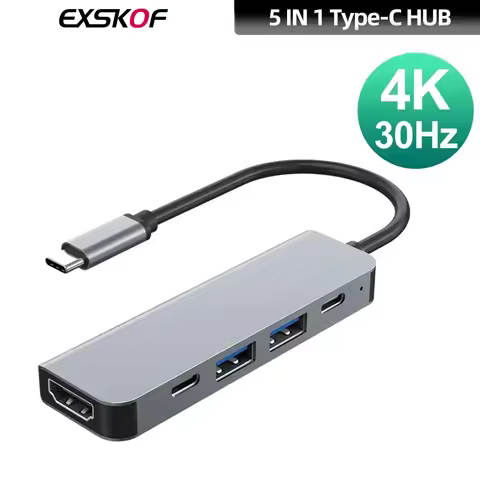 For Laptop 5 in 1 USB C HUB 4K 30Hz PD100W Dock USB-C 3.1 Splitter Type-C to HDMI Adapter for MacBoo