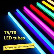 2835SMD T5/T8 一體式 LED 彩色燈管 0.3米/0.6米 LED 紅、綠、藍、粉、紫燈管 適用於新鮮食品 AC100-265V
