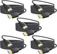 DteeDck Display Port Cable 10 FT 5 Pack, 8K DP Cables DisplayPort 1.4 DP Cord 10ft (8K@60Hz, 4K@144Hz, 2K@240Hz, 32.4Gbps) Compatible for Computer Monitor PC Gaming Laptop