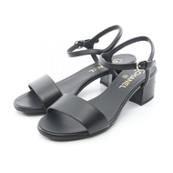 【二手】香奈兒 (Chanel) 女士涼鞋，Logo 鞋跟，黑色皮革涼鞋，全新未使用