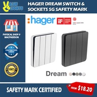 Hager Dream Switch 4 Gang 1 Way 2 Way White Grey Black Gold Bronze