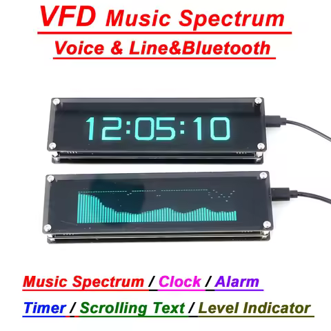 Bluetooth VFD Display Music Spectrum Clock/ Alarm / Timer / Audio Level Indicator Meter Car Amplifie