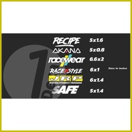 ✁ △ ◙ Thai Set Sticker Decals (Recipe, AKANA, JRP, RACEWEAR, SAFE)
