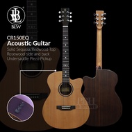 BLW 40" Acoustic Guitar High Quality Premium Solid Sequoia Top Rosewood Side and Back Acoustic/Semi Acoustic Guitar CR150/CR150EQ