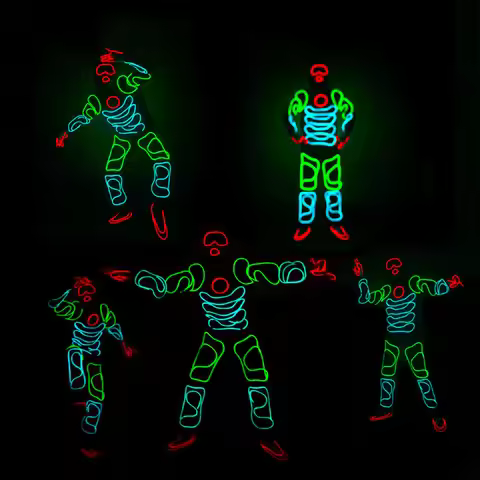 EL Wire Light Up Costume Glow In The Dark LED Neon Dance Clothing Stage Performence Costumes Hiphop 