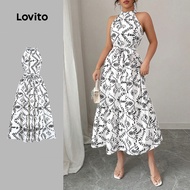 Lovito Boho Dress Belted Tiered Layer Spring/summer Dress for Women LBL30293 Lovito Gaun Boho Berika