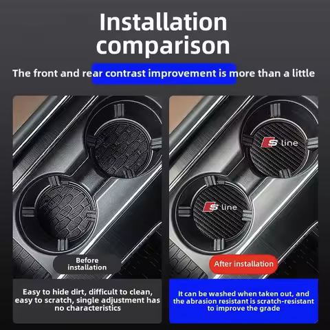 Upgraded anti slip insertion pad for car cup holder For Audi sline TT Q2 Q3 Q5 Q7 Q8 A3 A4 A5 A6 A7 