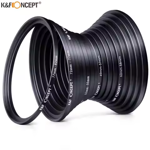 K&F CONCEPT 18pcs Camera Lens Filter Step Up/Down Adapter Ring Set 37-82mm 82-37mm for Canon Nikon S