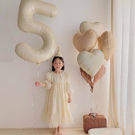 7pcs Cream Heart Balloon Number Foil Balloon 32 Inch for Birthday Party Decorations Supplies