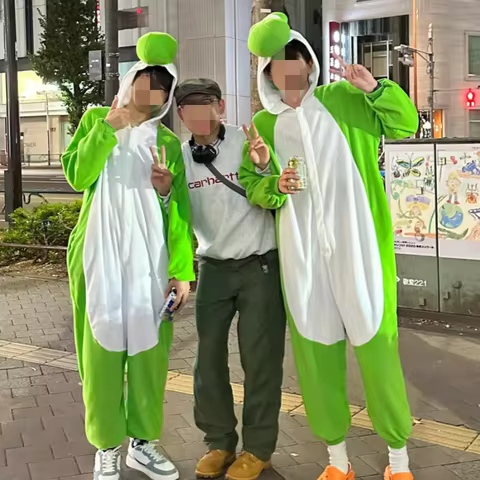 2024 Mario Bros Yoshi One Piece Pajamas Anime Men Halloween Cosplay Jumpsuit Costume Cartoon Carniva