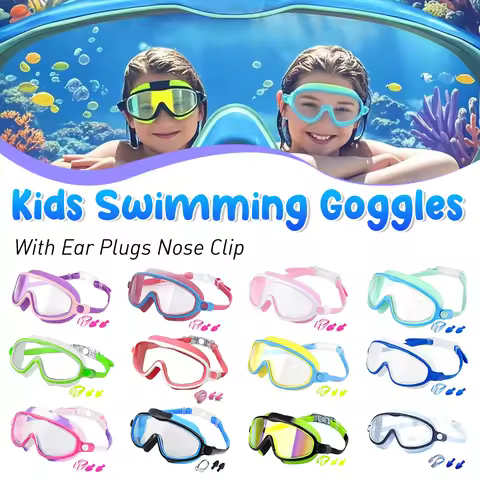 Swim Goggles for Kids Toddler 4-15 Anti Fog No Leak Clear Wide Vision Swim Glasses Boys Girls Pool B