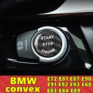 【Xiaofeitian อุปกรณ์ประดับยนต์】 Start Stop Engine Mobil เคสคลุมปุ่มสติกเกอร์คาร์บอนไฟเบอร์จริงสำหรับ BMW E72 E81 E87 E90 E91 E92 E93 E60 E83 E89 E84