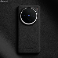 Melkco เคสหนังหนังวัวแท้สําหรับ Vivo X100 Pro & X100S Ultra Premium ธุรกิจไมโครไฟเบอร์ภายในปกหลัง