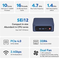 Beelink SEi12 Mini PC, Intel Core i7-12650H (10C/16T,up to 4.7GHz), Mini Desktop Computer 32GB DDR4 