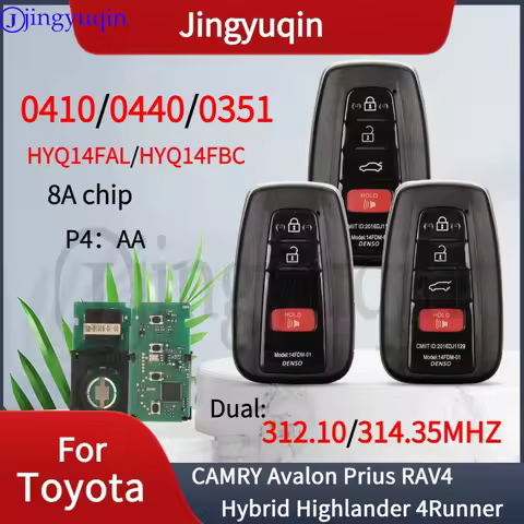 JYQ Dual 312/314Mhz P4：AA 0410 0440 0351 Smart Car Remote Key Fob For Toyota CAMRY Avalon Prius RAV4