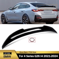 Rear Spoiler For 2021-2024 BMW G26 430i i4 Glossy Black PSM Style Highkick Rear Trunk Spoiler Magick