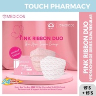 MEDICOS Hydrocharge 4PLY Slim/Regular Fit Surgical Face Mask - Pink Ribbon Duo 30's/BOX (NEW 2023)