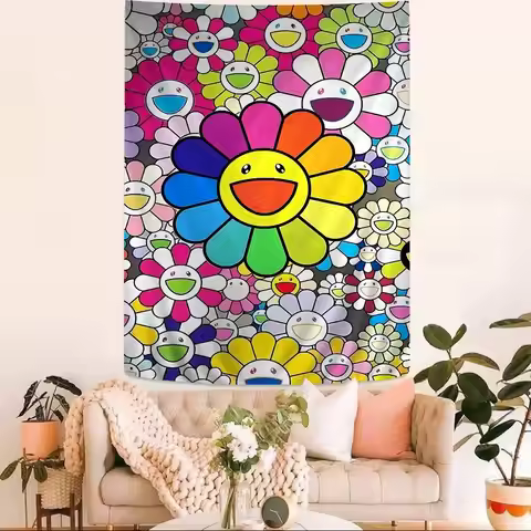 Art T-Takashi M-Murakami Colorful Tapestry Wall Hanging Bohemian Wall Tapestries Mandala Wall Hangin