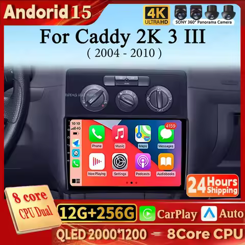 Android 15 For Volkswagen Caddy 2K 3 III 2004 - 2010 Carplay Auto 2K Screen Car Radio Multimedia Pla