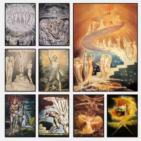 Angel of Revelation 1805 Poster By William Blake Devout Christian Painting Prints Canvas Wall Pictur