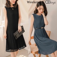 SG LOCAL WEEKEND X OB DESIGN WORK WOMEN SLEEVELESS CHIFFON PLEATED MIDI DRESS S-XXXL PLUS SIZE