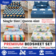 Cadar Single 2in1 Queen 4in1 Cadar Kartun Single Bed Sheet Cadar Murah Bedsheet Bed Cover 床单 #CT