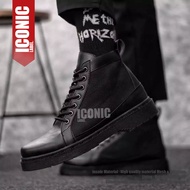 Men's Black Canvas High Boots