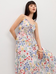 [Pomelo] เสื้อลายดอกไม้แต่งโบว์ / Floral Bow Tie Top