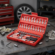 46Pcs Sleeve Tool Kit Complete Socket Wrench Set For Household And Automotive Maintenance