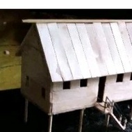 Miniature diorama gazebo house mosque building material ice cream stick cardboard handicrafts