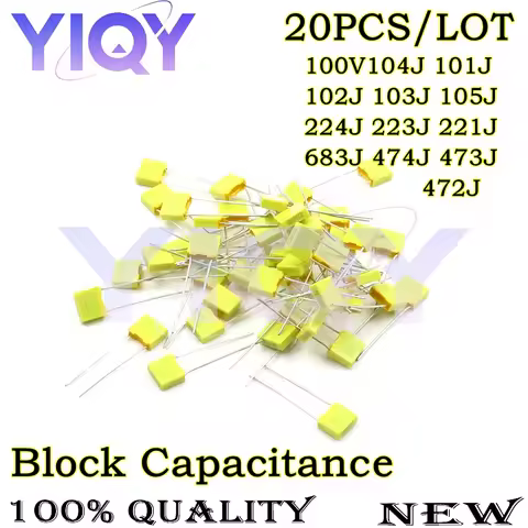 20PCS Block Capacitance 100V104J 101J 102J 103J 105J 224J 223J 221J 683J 474J 473J 472J 0.1UF 0.47UF