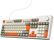 nacodex AJAZZ AK35I V3 Wired Mechanical Keyboard, 104 Keys Gaming Keyboard, Equipped with Multimedia