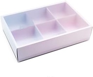Craft Paper Moon cake Box With Clear Lid And Dividers Bakery Gift Packaging 10 Counts (Unicorn 6 Cavity)