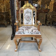 เก้าอี้หลุยส์ไม้สักทอง สูง113 ซม. เก้าอี้ประธาน เก้าอี้รับรอง เก้าอี้ไม้สัก เก้าอี้รับแขกหลุยส์มีที่ท้าวแขน ผนักพิงลายไทยสีทองสวยงาม