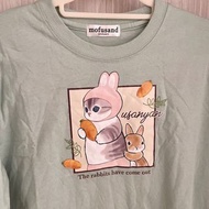 全新mofusand 鯊魚貓貓兔仔牛油果淺綠色 avocado green rabbit cat tee T-shirt