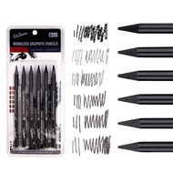 Set of 6 Woodless Graphite Pencils HB 2B 4B 6B 8B EE Sketching Black Charcoal Pencils Art Tools for 