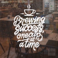 Coffee shop cutting stickers, motivational coffee shop decoration, Brewing one cup, coffee wall glas