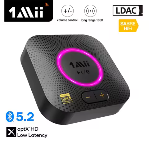 1Mii B06S+ Bluetooth 5.2 Receiver,HiFi Audio Adapter W/LDAC Aptx HD&LL,Long Range Hi-Res Audio with