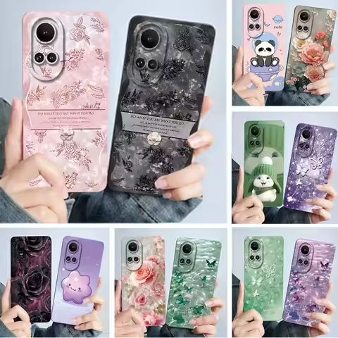 For Oppo Reno 10 Pro 5G Case Simplicity Flower Funda Camera Protection Liquid Silicone Soft Back Cov