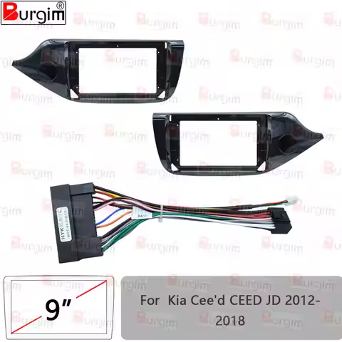 Car Radio Fascias Frame For Kia Cee'd CEED JD 2012- 2018 9 inch 2DIN Stereo Panel Wiring Harness Pow