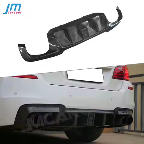 Carbon Fiber Rear Lip Diffuser Spoiler With Lamp for BMW 5 Series F10 M5 2010-2016 Fins Shark Style 