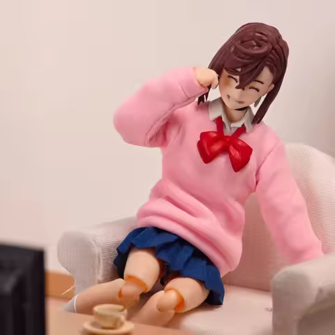 Dan Da Dan Shf Anime Handmade Ayase Momo Pink Hoodie and Blue Skirt White Socks Built In Iron Wire I