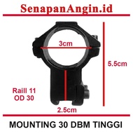 MOUNTING SCOPE 30 DBM Height OD 3cm Height 2.5cm / MOUNTING TUBE 30 Raill 11 mm