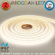 LED STRIP COB E-AA0830-5000K-DC-12V IP67 5M ยี่ห้อ BOGDAN LED นูทรอลไวท์(5000K) ไฟเส้นแอลอีดี SMD CO