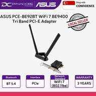 ASUS PCE-BE92BT WiFi 7 BE9400 Tri Band PCI-E Adapter - 6GHz band, 320MHz, Bluetooth 5.4, only suppor